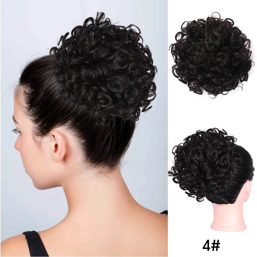 Women's Drawstring Curly Hair Bun Extension, Short Ponytail