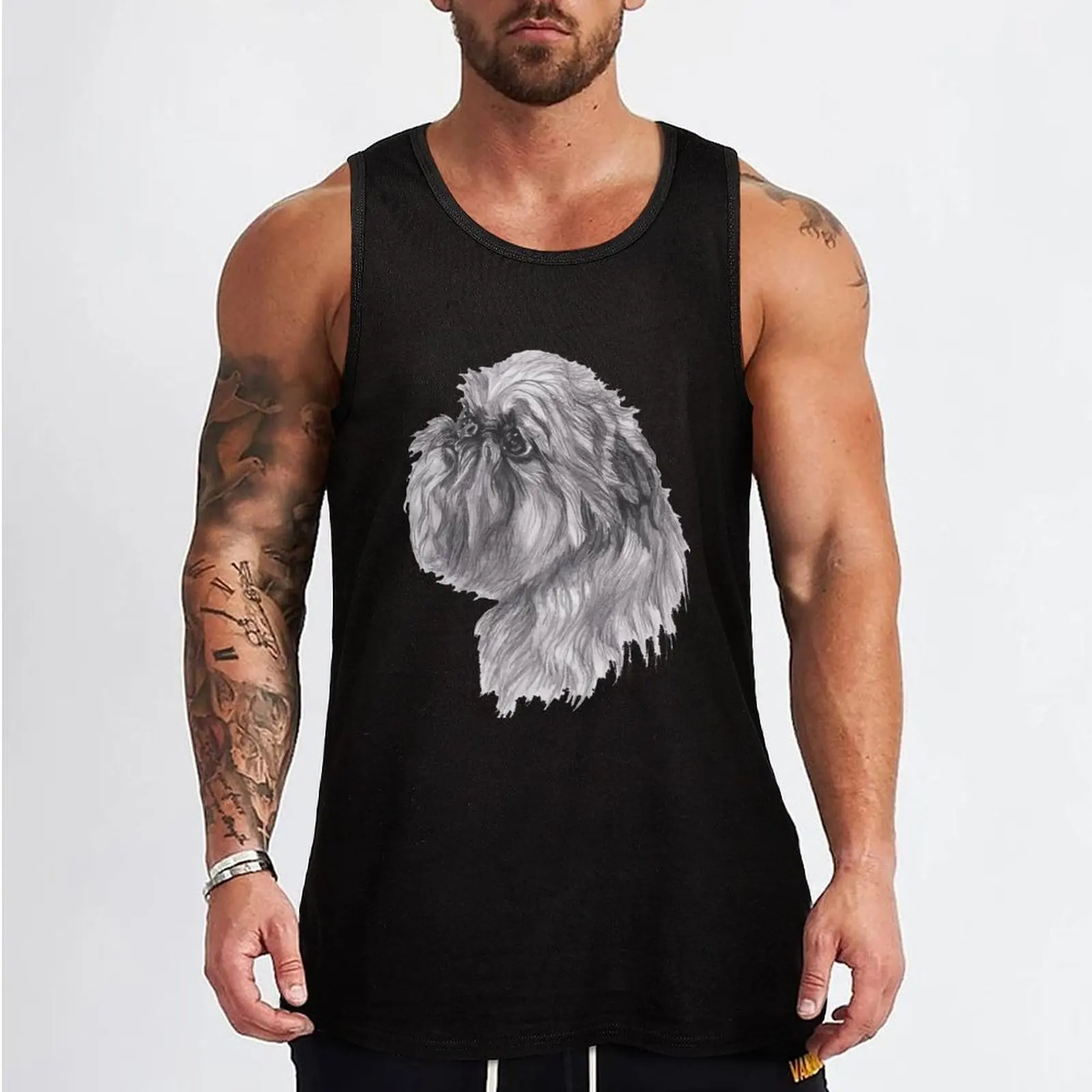 Brussels Griffon Dog Portrait Drawing Tank Top gym clothing muscle t-shirt mens gym clothes gym accessories man