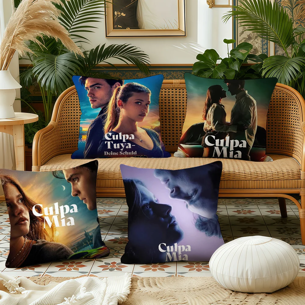 Funda de cojín Film Culpa Tuya, tela de felpa suave con estampado de doble cara, funda de cojín para sofá, fundas para almohadas decorativas
