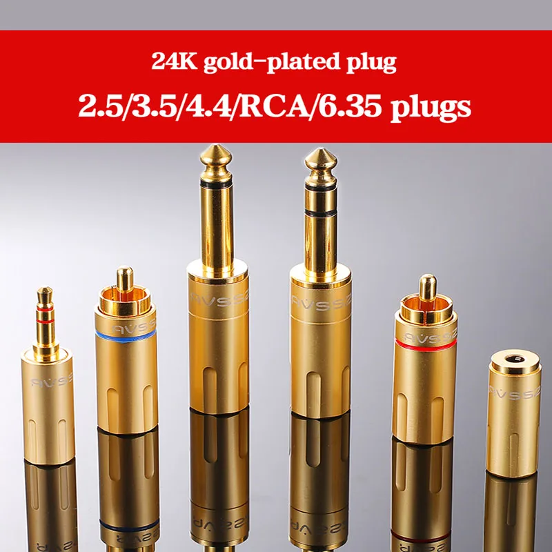 

6.35/4.4/3.5/2.5 Straight Bent Jack RCA Headphone 2/3 core Audio Adapter Stereo Microphone Connector 24K Gold Nickel Series ﻿