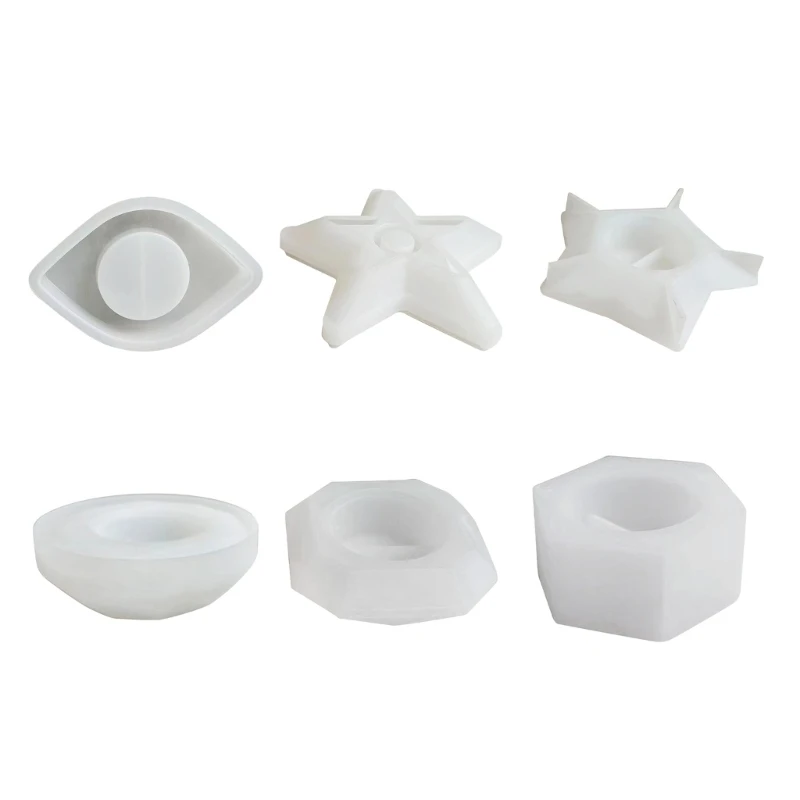 DIY Polygon Silicone Holder Mould Handmade Star Eye Hexagonal Candlestick Mold for Home Blessing Ceremony