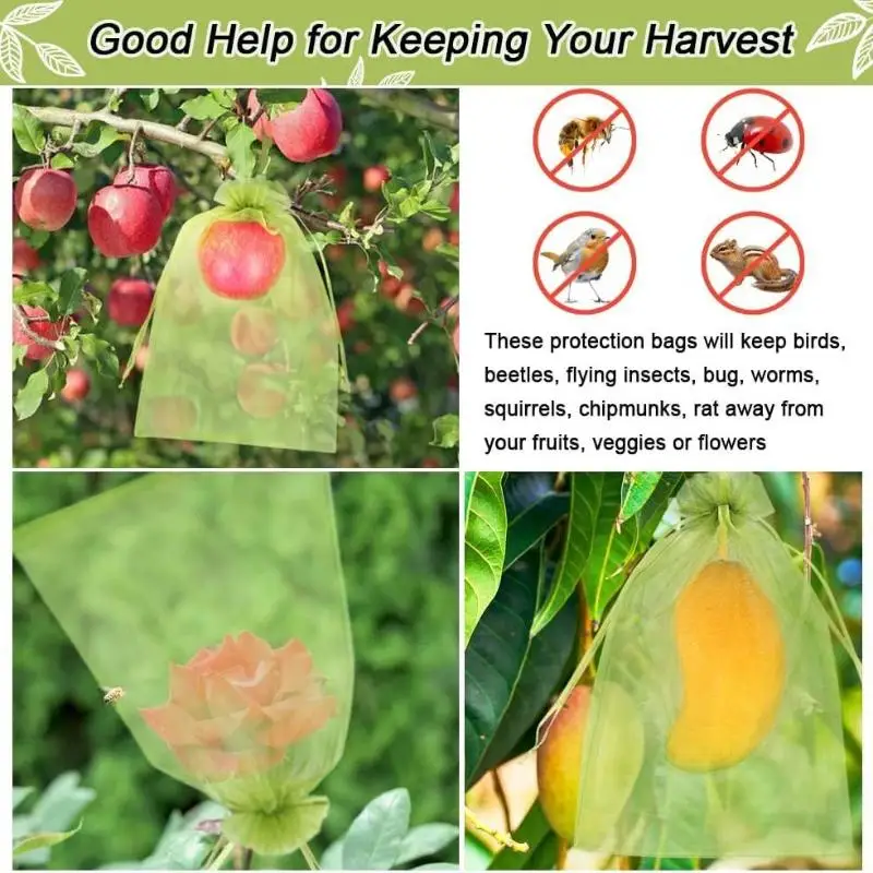 *20/50Pcs Reusable Fruit  Proof Drawstring Bags Plants Protection Mesh Bags Pest Barrier Covers Fruit Tree Garden Supplies view 6