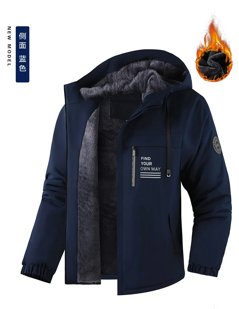 Men's Jacket Stand Collar Stamp Mens Parka Winter New Down Jacket Fleece Warm Jackets Men Business Leisure Coat Baseball Coats