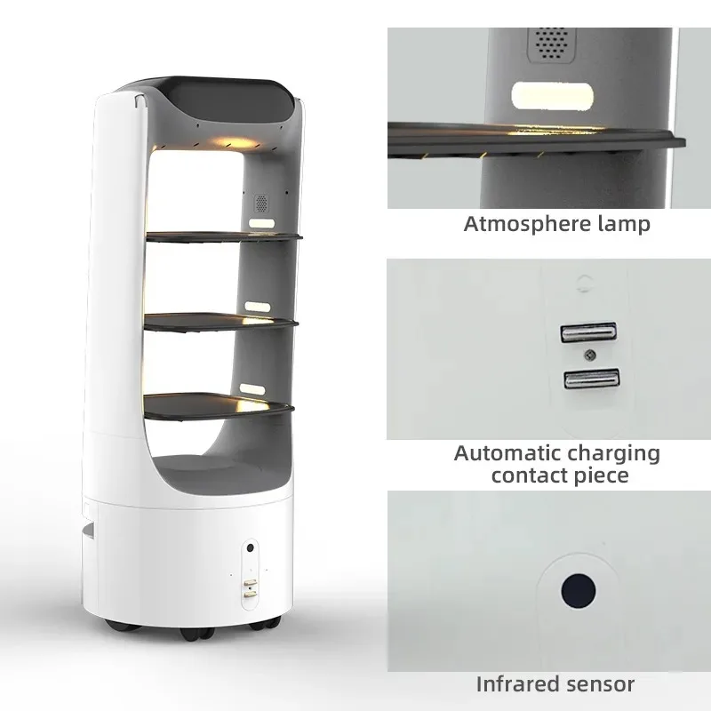 Best-selling Smart REEMAN Shipping  Food Delivery Autonomous  For Hotel & Restaurant Use 24V/20Ah Battery 7-inch Touch
