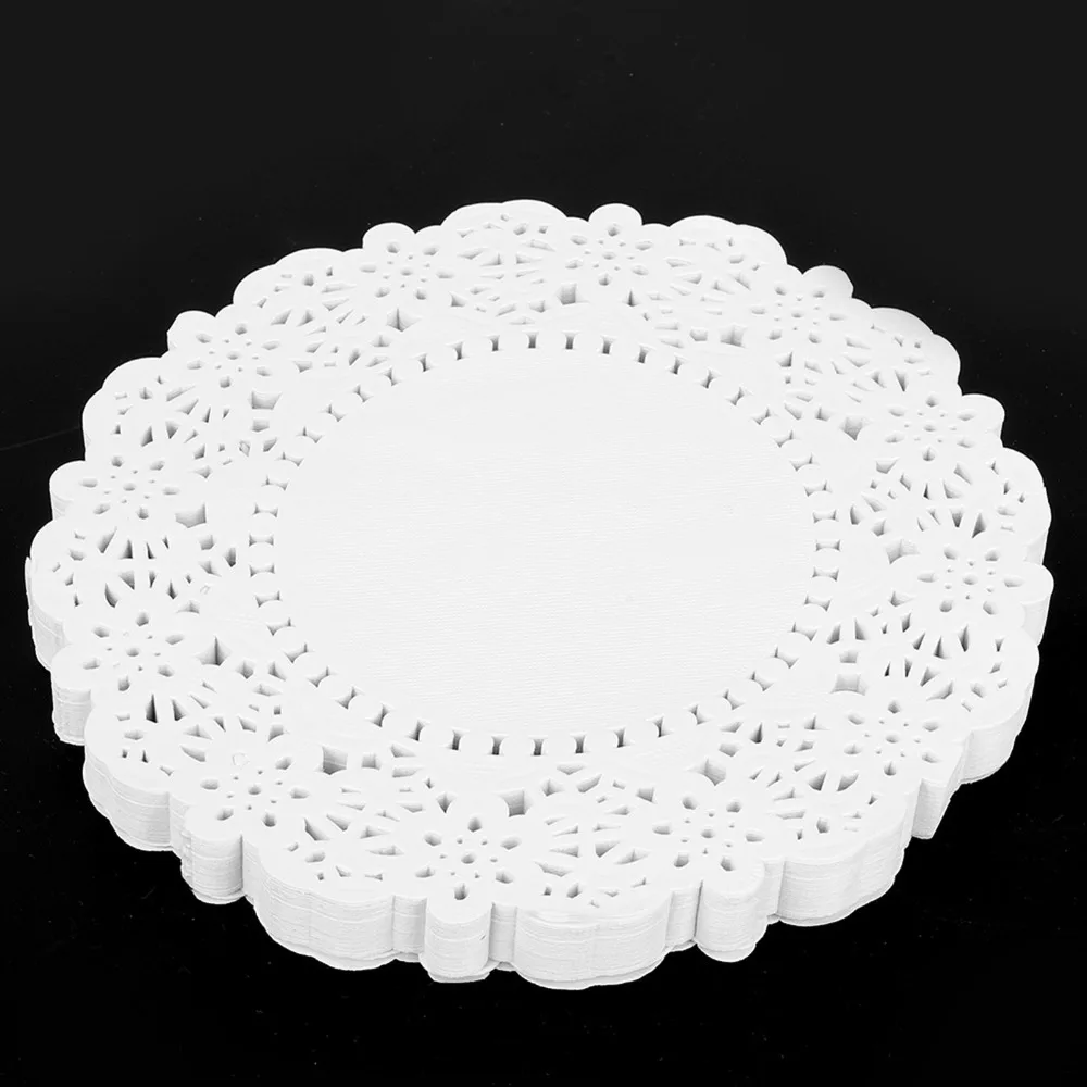 150pcs Paper Lace Paper Doilies White Round Decorative Paper Placemats Scalloped Edge Lace Cutout Disposable Paper Doilies