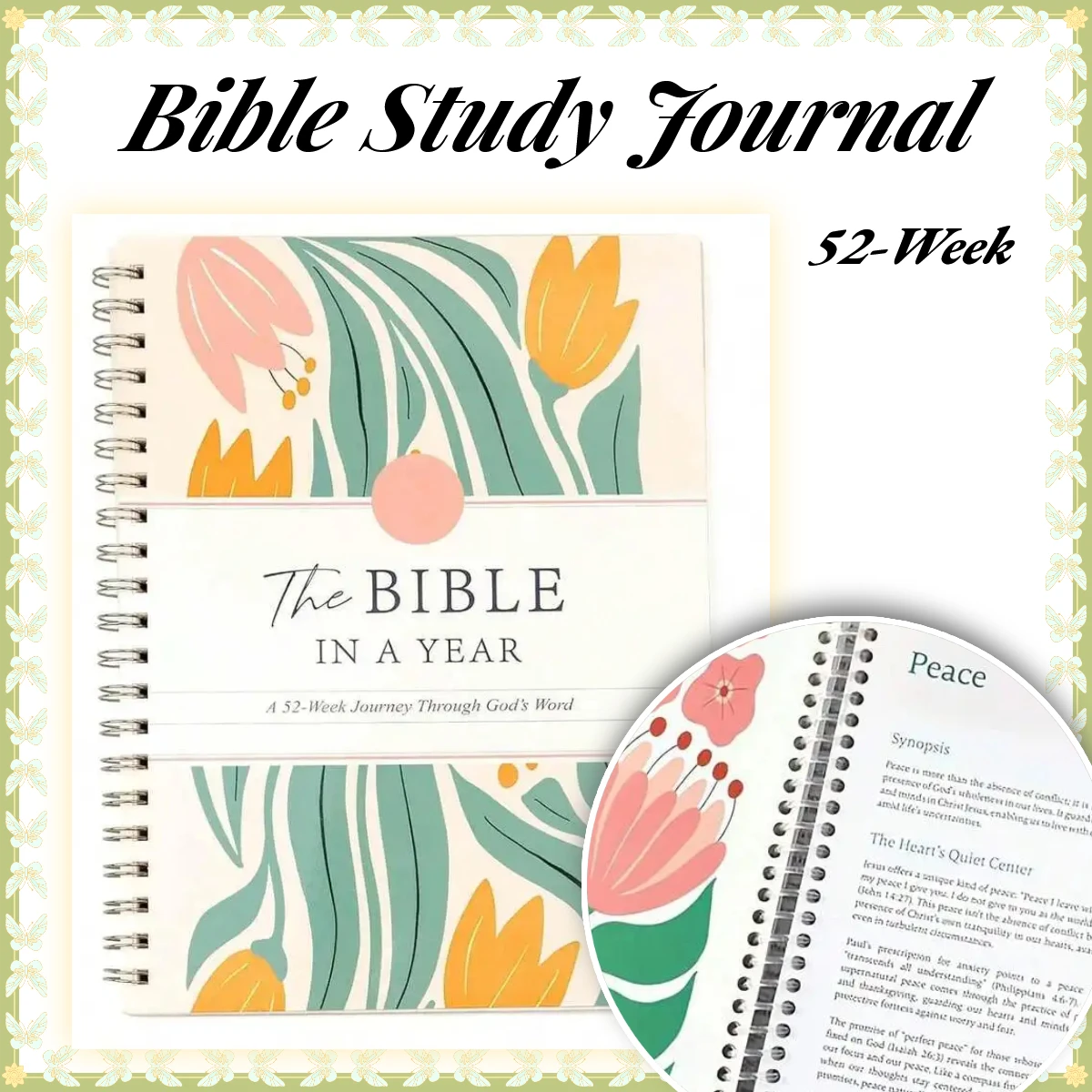 

Bible Study Journal A5 Double Wire Spiral Bound 52 Week 1 Year Daily Devotional Planner Christian Prayer Scripture Verse Notebook Faith Gratitude Reflection Diary Portable Thick Page Writing Workbook For Christian Women Ladies Religious Mother’s Day Chris