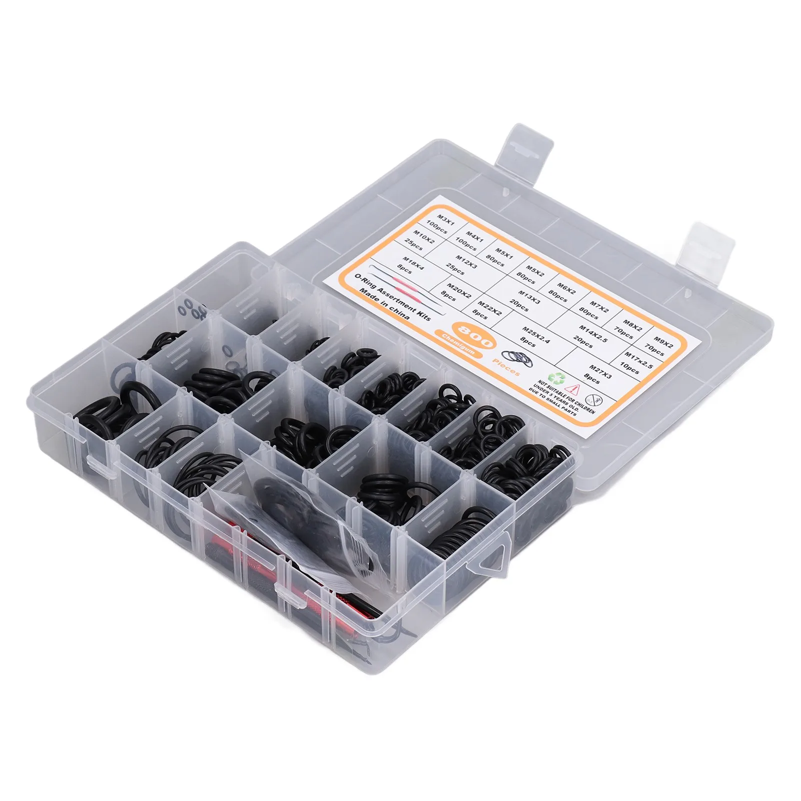 800Pcs O Ring Assortment Kits 18 Sizes Car Repair NBR Sealing Gasket Washers Disassembly Tool
