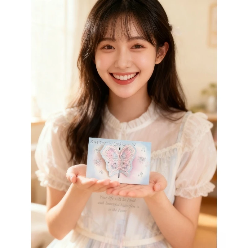 2pcs 3D Butterfly Greeting Cards Ins High Aesthetic Vintage Foldable Blessing Card Gift Wishes Invitations Cards Party Supplies