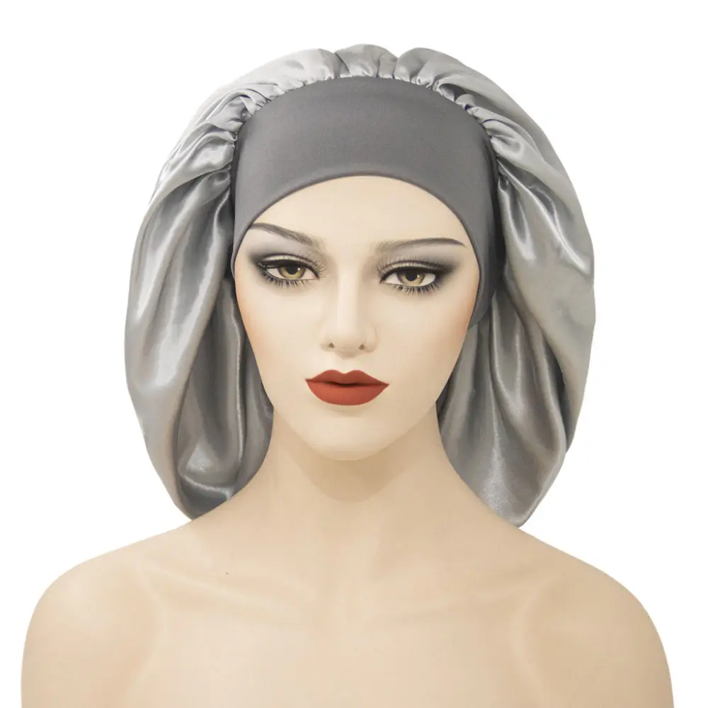 Silk Satin Sleep Bonnet Elastic Hair Wrap Soft Night Cap Protection Beauty Tool For Curly Hair Styling Chemotherapy Use