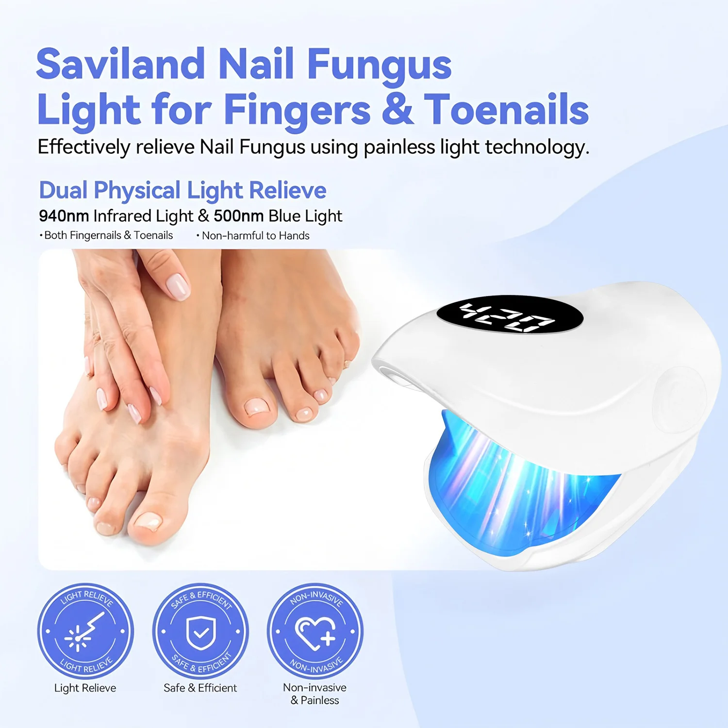Nail Fungus Cleaning Light Device For Onychomycosis USB Charge Nail Fungus Laser 940nm Infrared Light 500nm Blue Light NailSalon