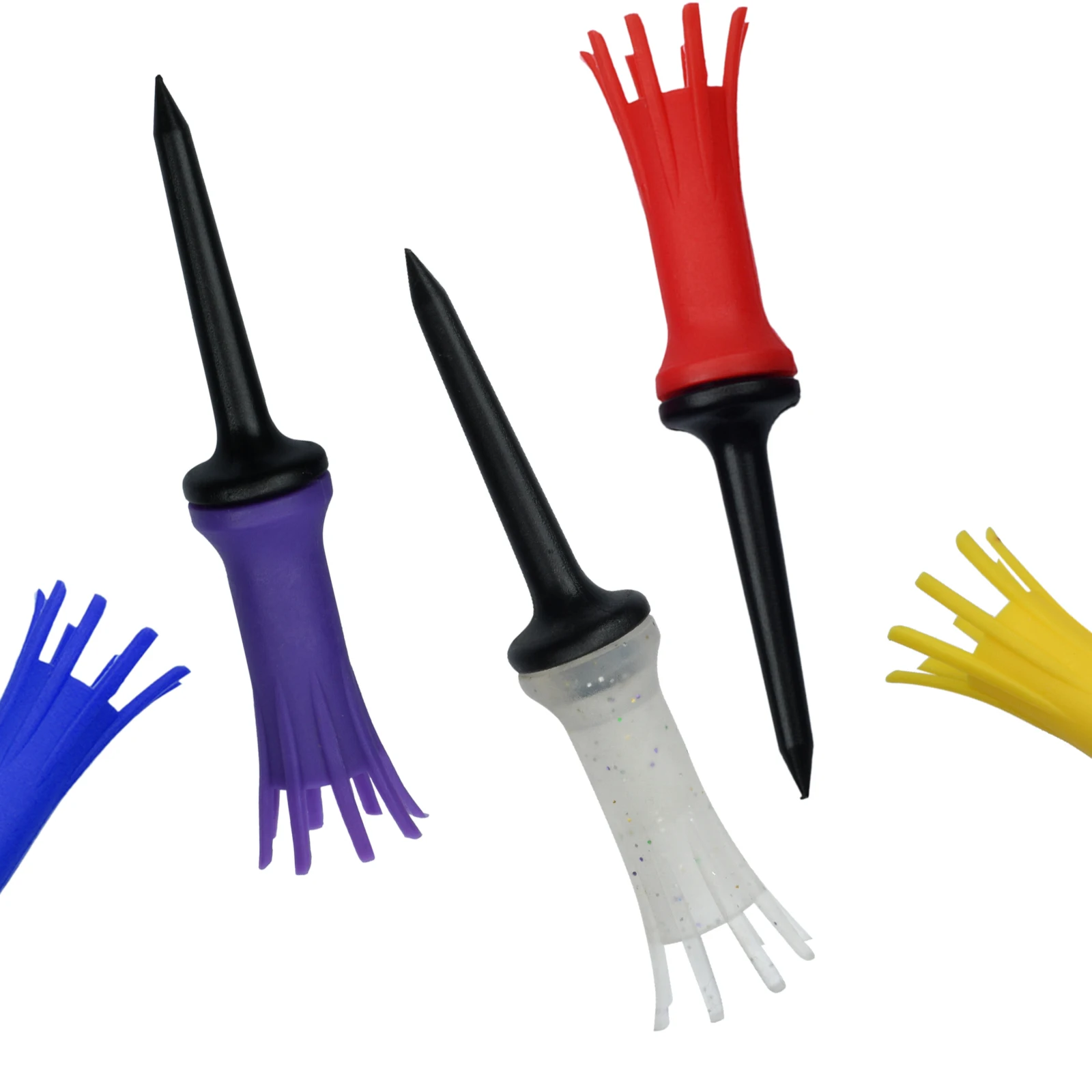 1/5 Pcs Golf Tees Golf Ball Holder Rubber Plastic Multi Color Elastic Reset Low Resistance 86-96mm Golf Sports Accessories