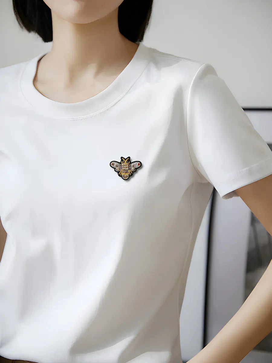 

Индийская шелковая брошь ручной работы с вышивкой и стразами, роскошный аксессуар для женской одежды, сумок и головных уборов.