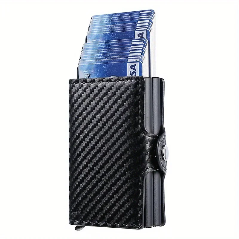Anti-Rfid Business Card Holders Credit Bank Card Holder Anti-theft Men Wallets Leather Security Aluminum Metal Cardholder Cases