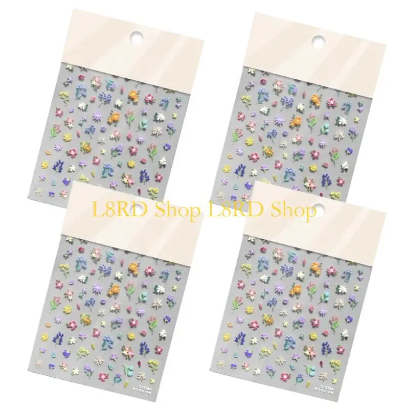 L8rd 4 hojas uñas las flores pegatinas arte adhesivos pegatinas uñas uñas florales calcomanías