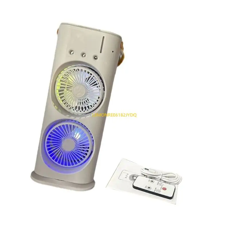 M7DF USB แบบชาร์จไฟได้ Double Head Desk Fan Energy Energy Saving Camping Fan Travel Fan Travel Fan Travel Texture Texture