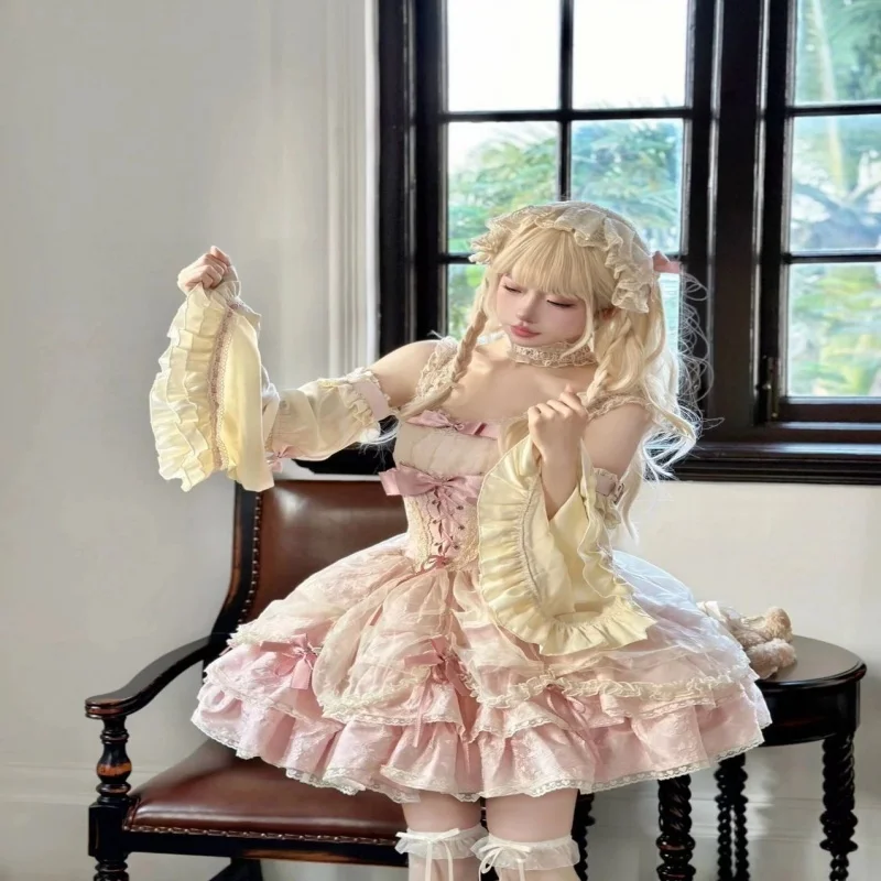 JSK Party  Dress Set Court Style Women's Sweet Elegant Ball Gown Ballet Style Lolita Dress