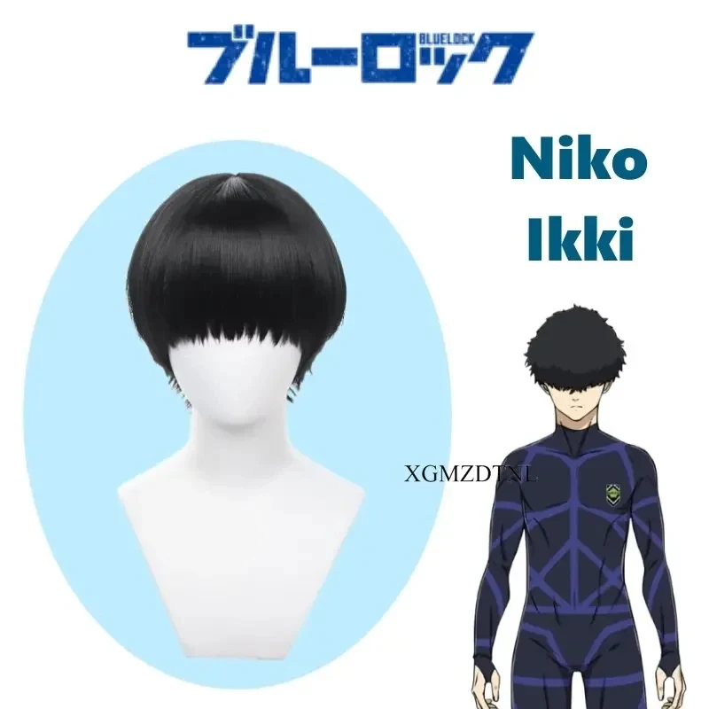 x;3,c'5\b/BLUE LOCK Niko Ikki Men Black Wig Role Party Halloween Anime Cosplay Wigs Heat Resi5'g,\j'8/ view 3