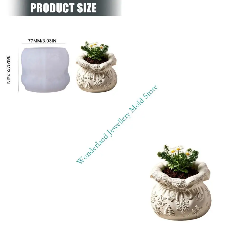 

H7EB Creative Lucky Bag Shaped Silicone Flowerpot Mold For Resin Art Home Decoration