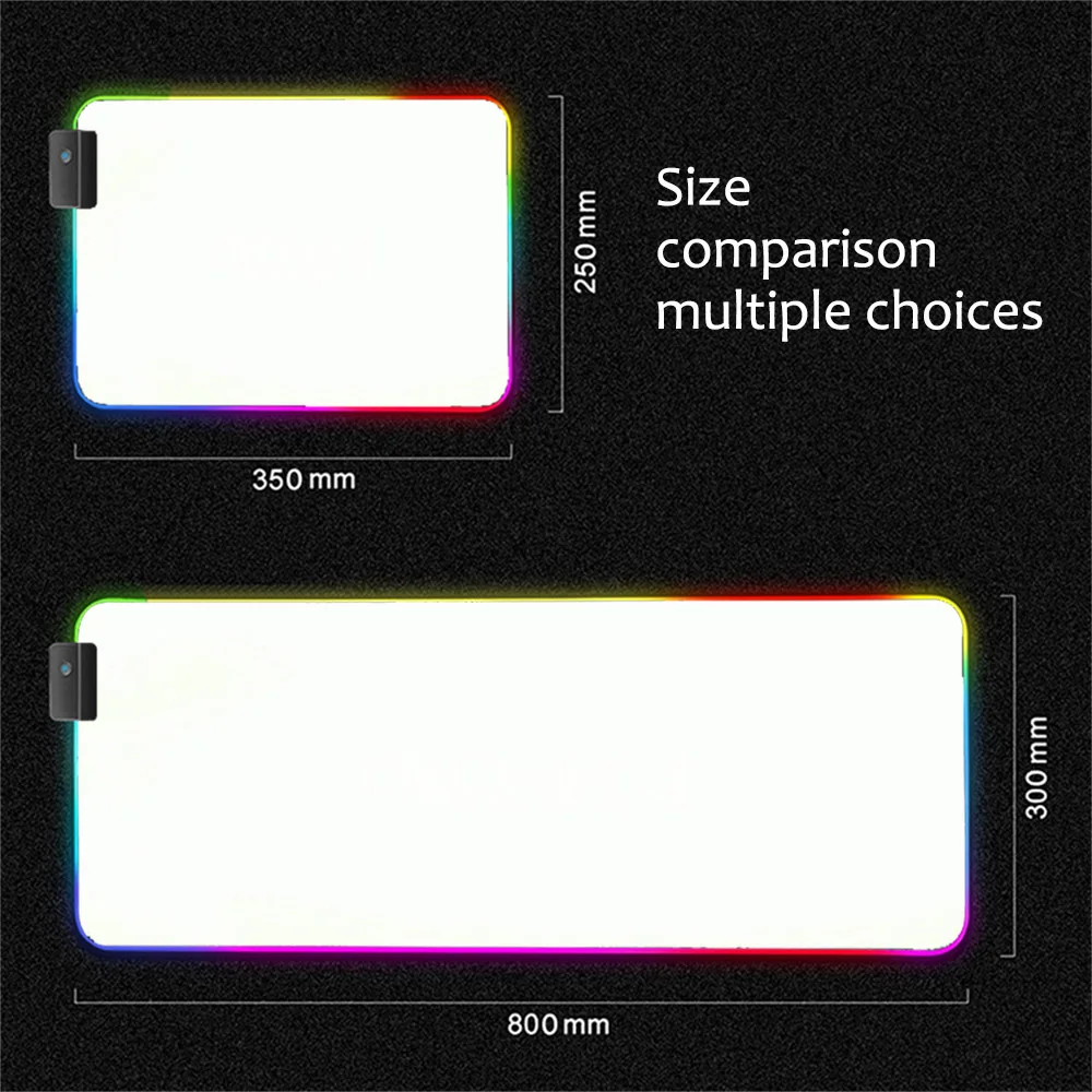 DIY Blank RGB Mouse Pad, Extra Large LED Gaming Desk Mat, 14 Lighting Modes, Waterproof, Anti-Slip, for Custom Print