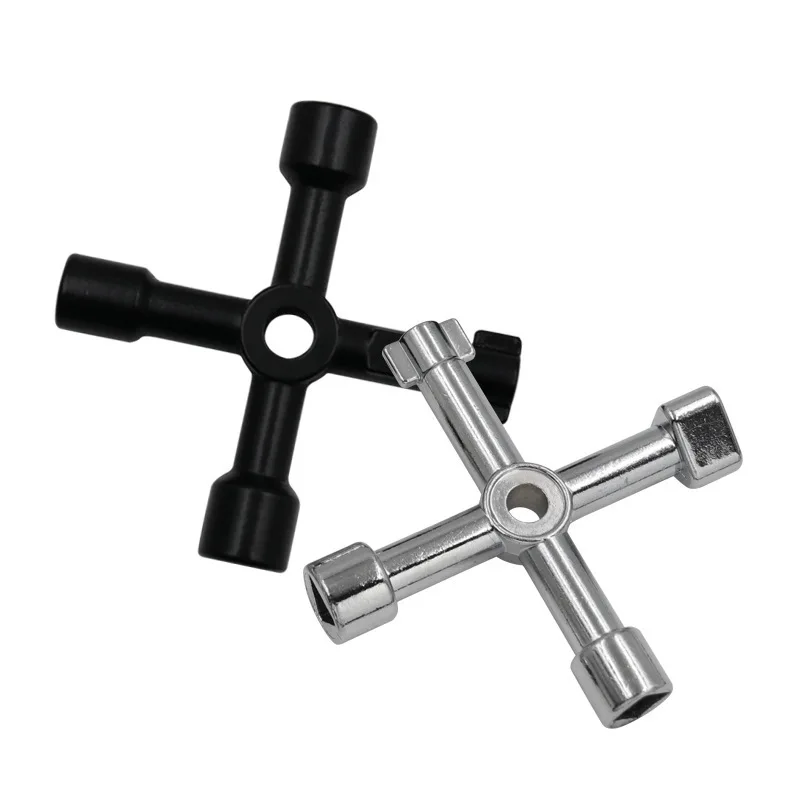 4-in-1 Cross Multi Purpose Wrench Water Meter Valve Key for Electric Control Cabinet Elevator Tap Valve Opening Tool