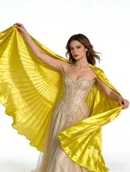 1 accesorio de baile puesta en escena de ala dorada para adultos adecuado para regalos navideños, fiestas de eventos (en realidad con 2 palos telescópicos)