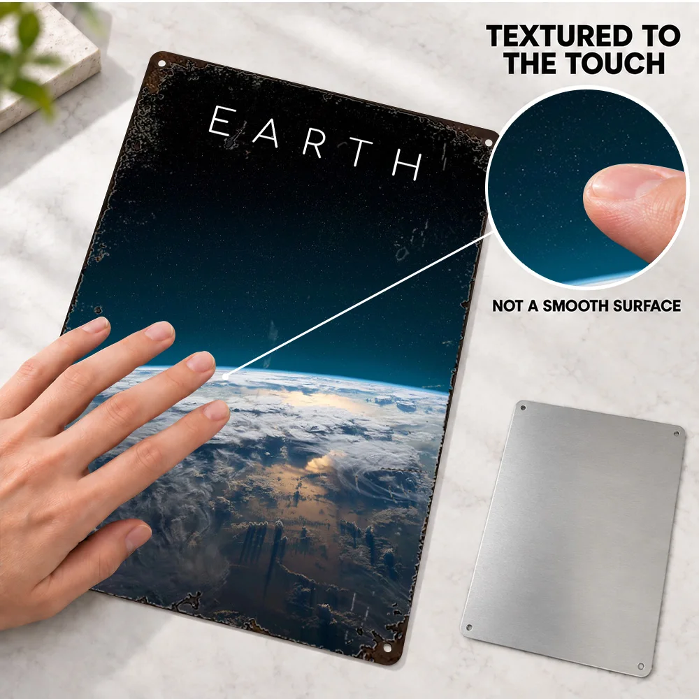 Planet Earth Aluminum Poster Astronomy Graphic Creative Workspace Wall Art Customized Metal Sign Memorable Gift For Collectors
