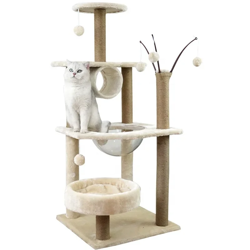 Hot selling Wholesale price plush cat tree climbing frame  scratching post Pet cat