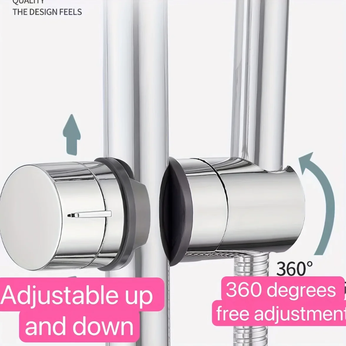 Adjustable Shower Head Bracket - 360° Rotating Bracket, Adjustable Up and Down, Easy Installation, No Tools Required,