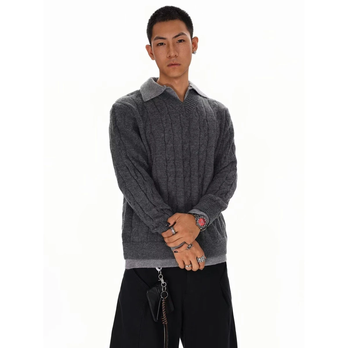 

Вязаный свитер в полоску American Sle, мужской осенний ленивый Sle irt, женский модный городской наряд Long Sve Crew Ne