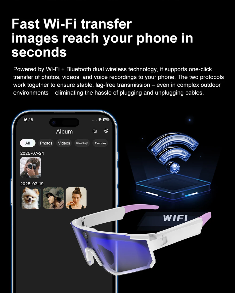 Oneplus Al Smart Glasses 8K Remote Control Photo Camera Touch Recording Translator Voice Assistant Wireless Bluetooth Eyewear view 6