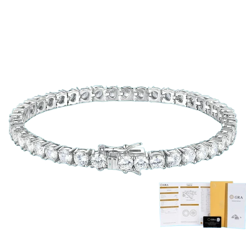 

Factory Price D VVS1 Moissanite Tennis Bracelet 925 Sterling Silver Single Row Classics with GRA Bracelets for Women Man Jewelry