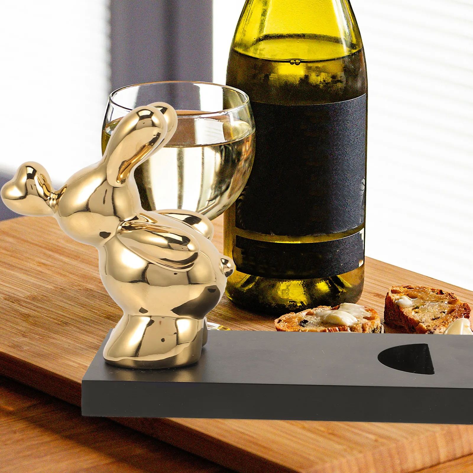 Exquisite Wine Bottle Holder Rabbit Design Decorative Stand for Red Wine Whiskey Storage and Organization Bottle Holder - view 2