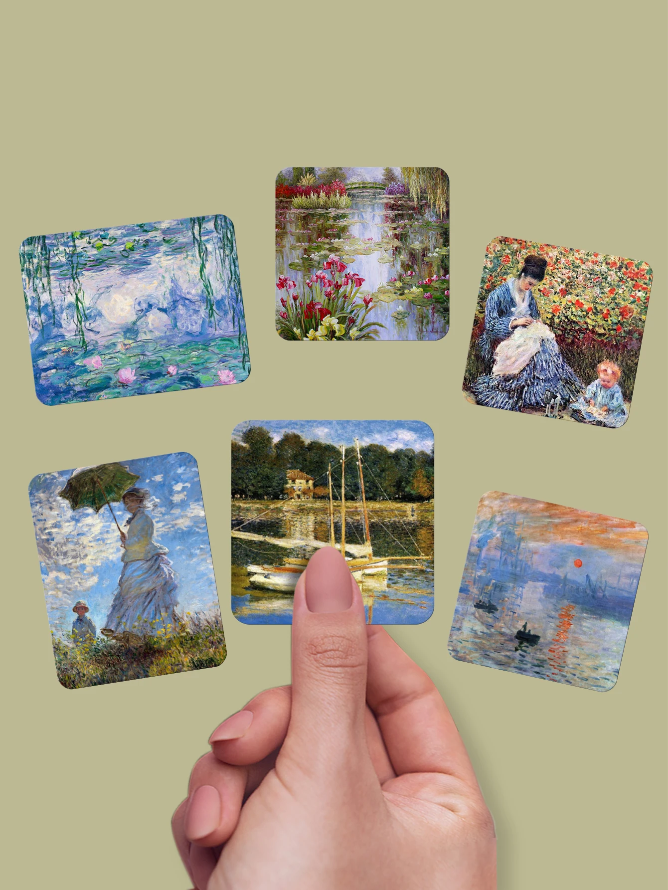 1SET/6PCS, Monet art refrigerator sticker magnetic adsorption kitchen function sticker, art style ins waterproof magnetic stick