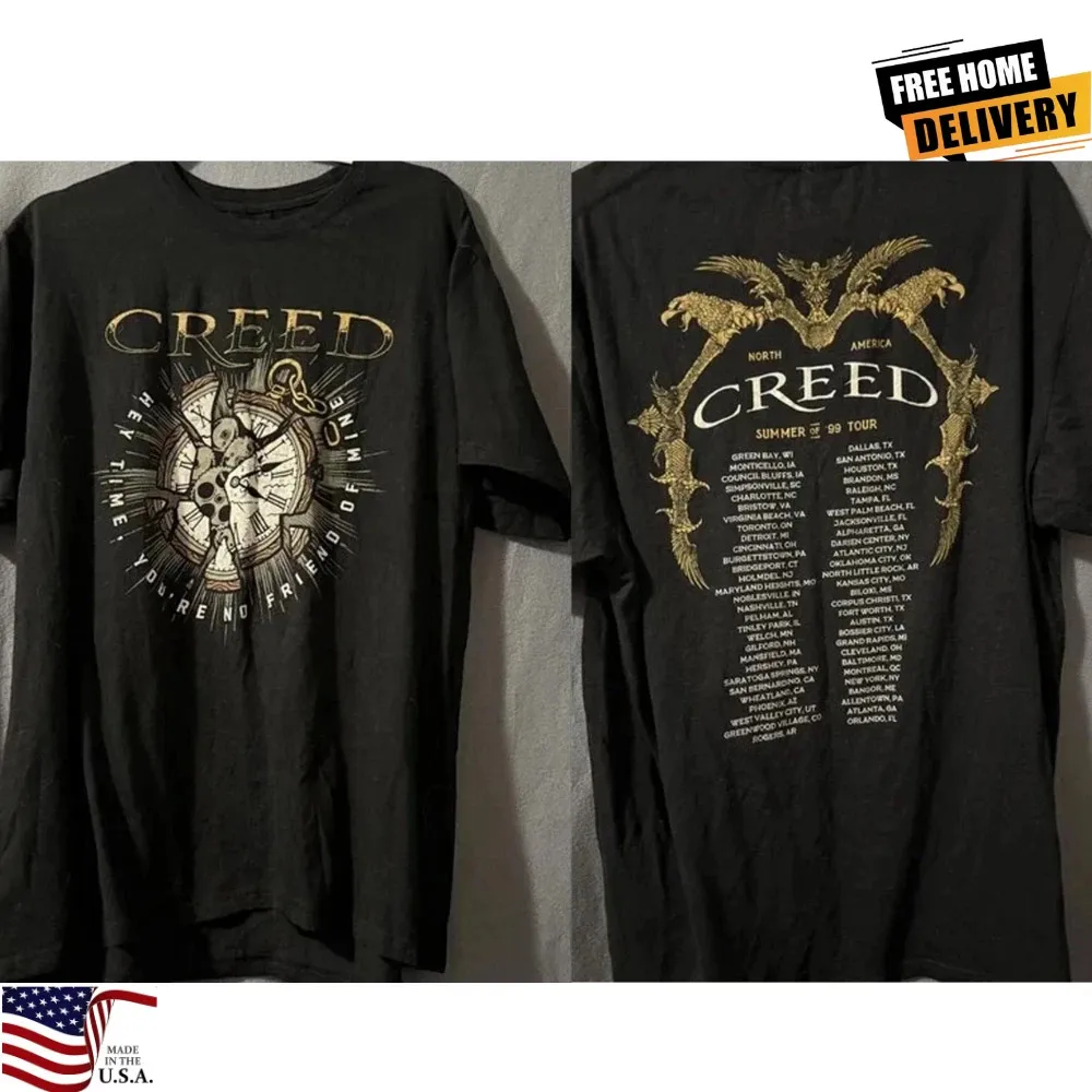 Vintage Creed Shirt Mens Extra Large 1999 Tour Band Rock Concert T-Shirt 90s