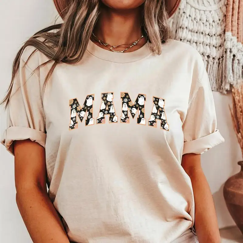 

Retro Halloween Mama T Shirt Mom Spooky Cute Funny