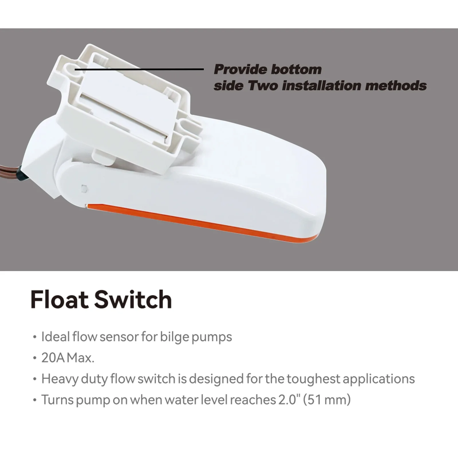 12V-32V Marine Float Switch for Bilge Pump 20A Automatic Submersible Boat Water Pump image 6
