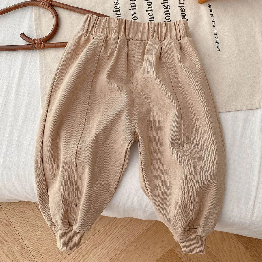 Boys Autumn Pants Solid Color 100% Cotton Casual Loose Children Clothing Soft Kids Trousers New Arrival