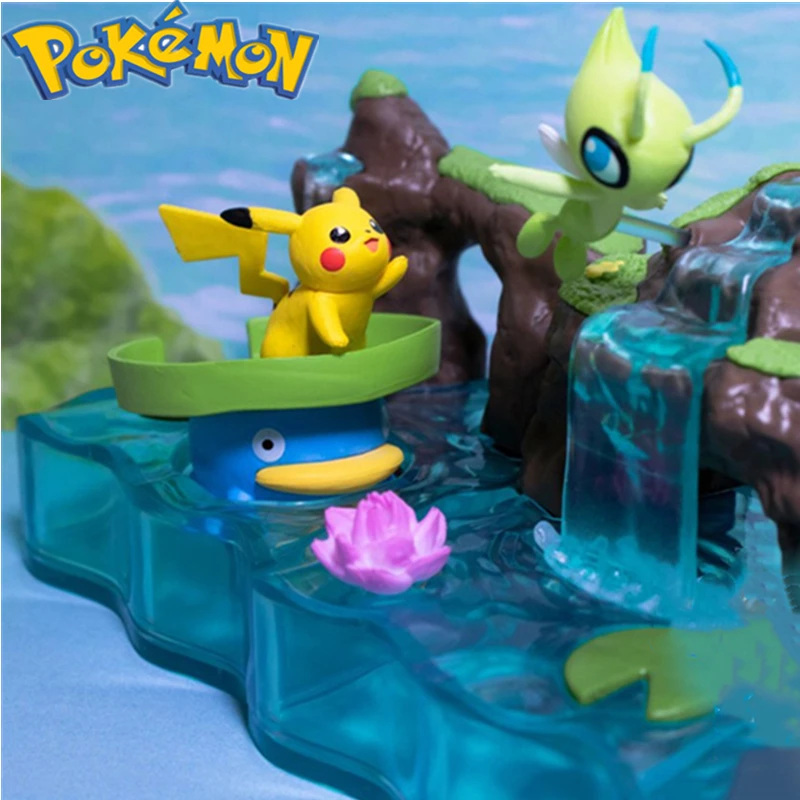 Pokemon Mystic Fountain Model Pikachu Quagsire Wooper Goomy Magikarp Mudkip Phyllali Celebi Set Valentine's Day Birthday Gift