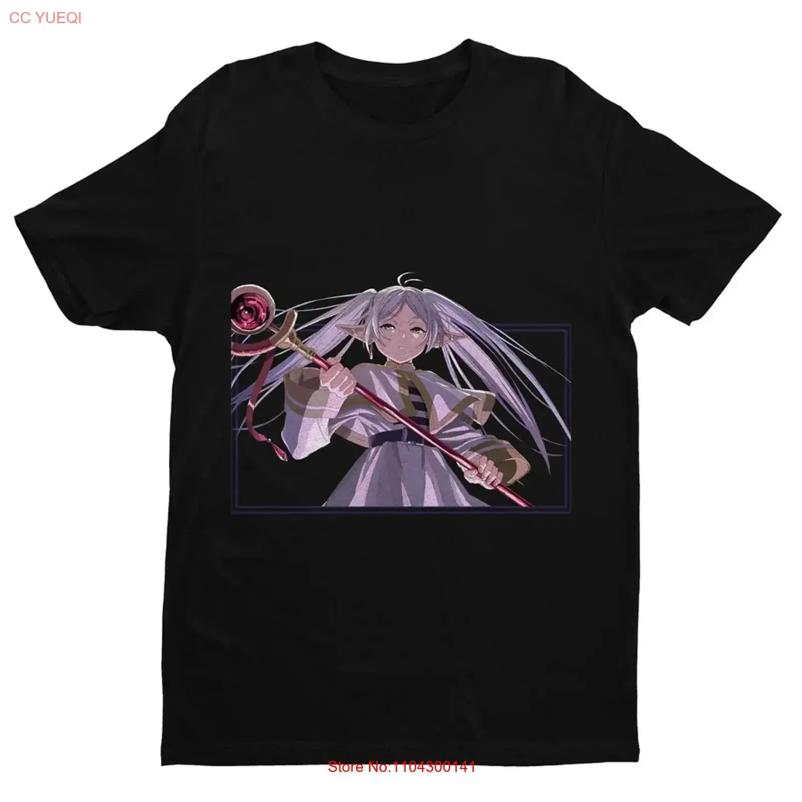 Футболка Anime Frieren The Slayer черного цвета, размеры S-5XL, винтажная, с эффектом потертости, для повседневной носки, универсальная, дышащая, стильная уличная одежда