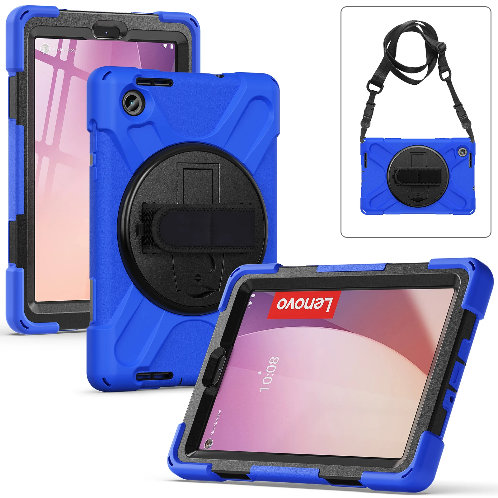 Armor Case For Lenovo Tab M8 4rd Gen TB-300FU M9 TB-310FU Tablet Fundas Hand Shoulder Strip Silicone Shockproof Safe Kids Cover