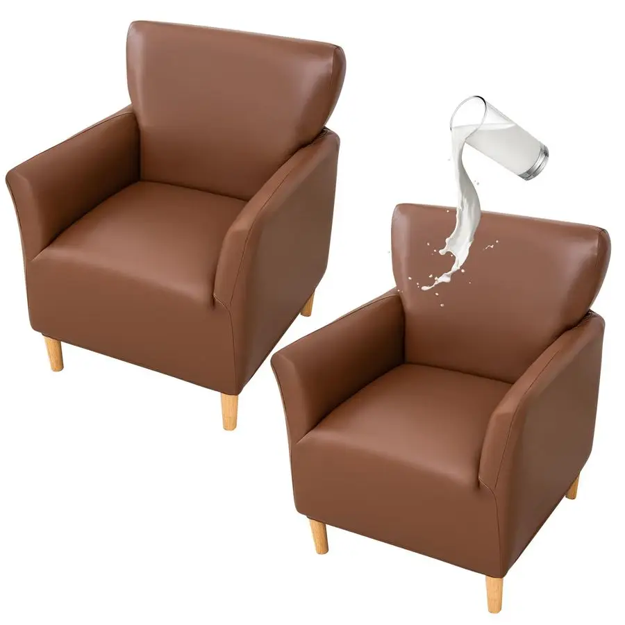

Waterproof PU Leather Banquet Armchair Slipcover Chair Covers with Arms, Stretch Club Chair Slipcover Soft Sofa Covers AntiSlip