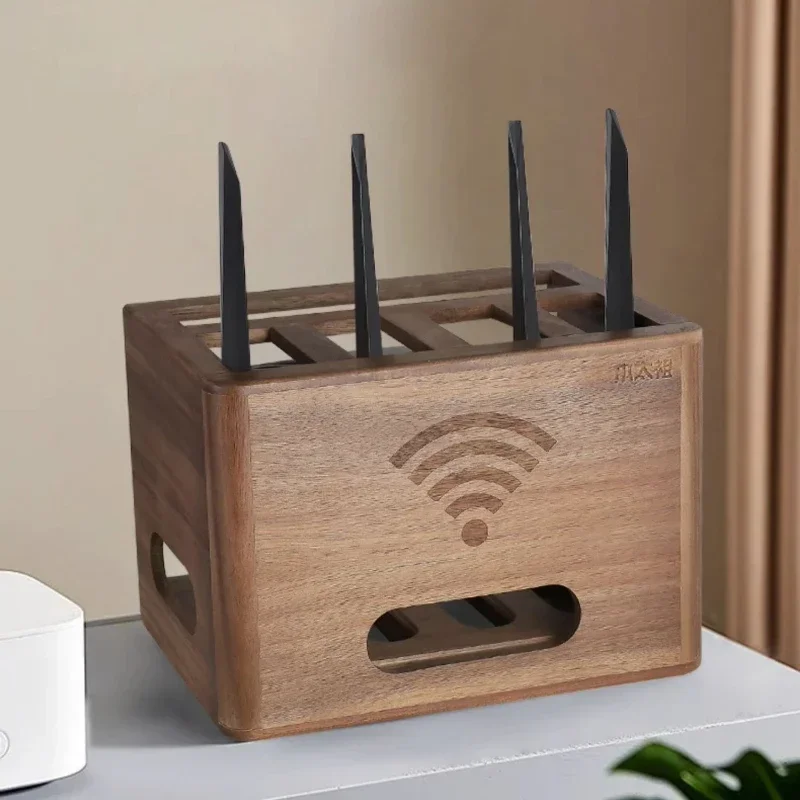 Solid Wood Router Storage Box, TV Set Top Box, Light Cat Plug Board, Storage Rack, Tidy Solution Efficient Organizer