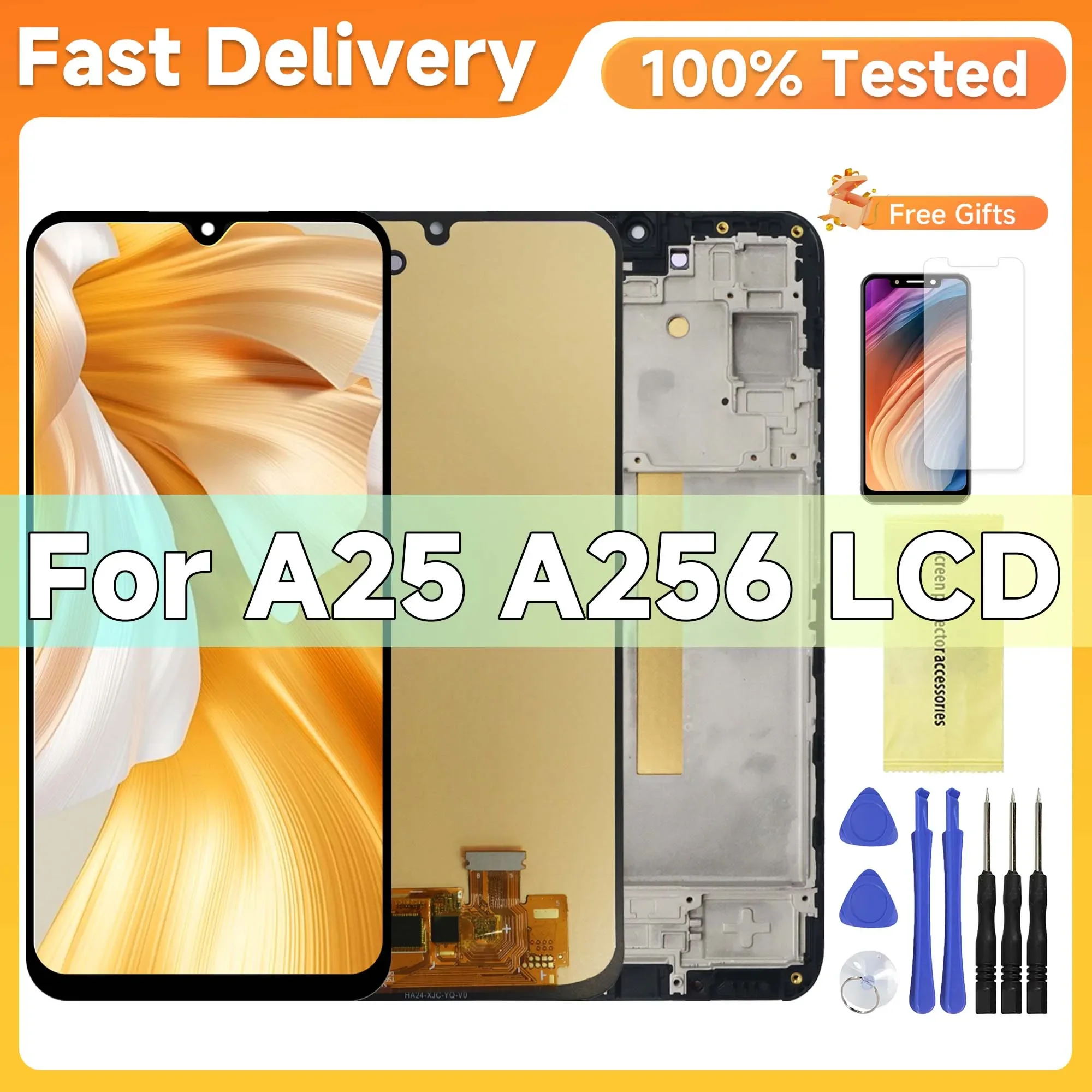 AMOLED For Samsung A25 5G A256 LCD Display With Touch Screen Digitizer For Samsung A25 A256B A256E A256U LCD