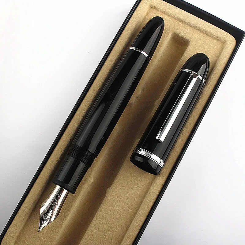 Jinhao x159 centenário resina caneta fonte preto com jinhao f nib conversor escrita escritório de negócios presente caneta tinta