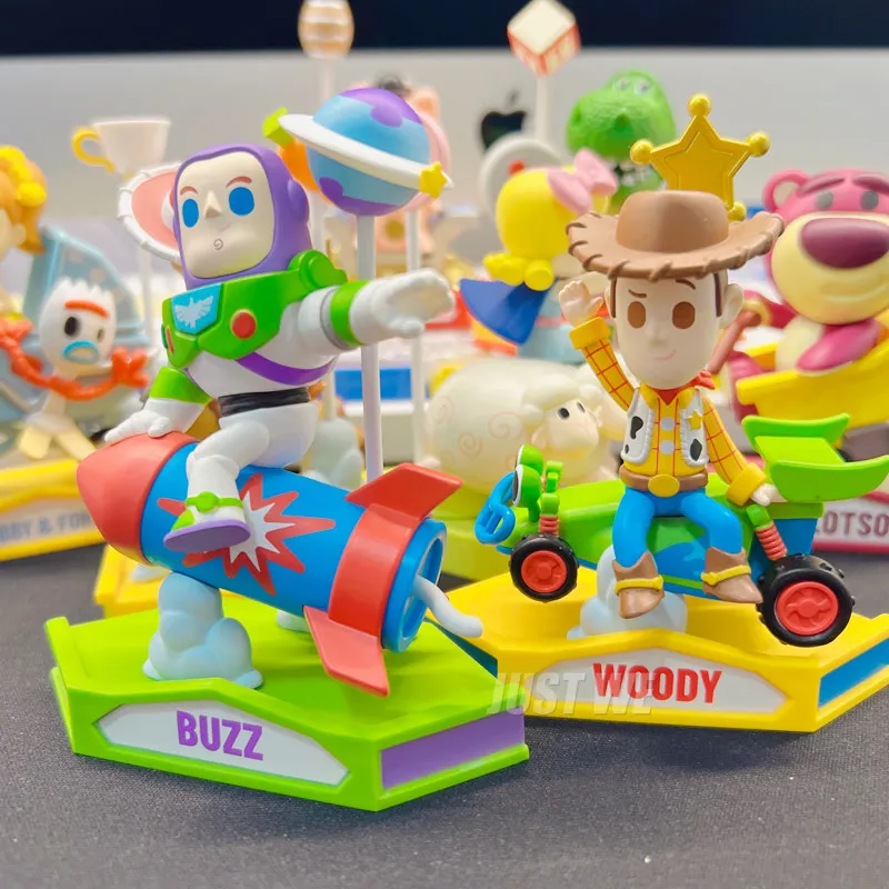 

Disney Toy Story Rotating Carousel Blind Box Lotso Buzz Lightyear Alien Doll Car Decoration Collectible Figure Toys Anime Gift