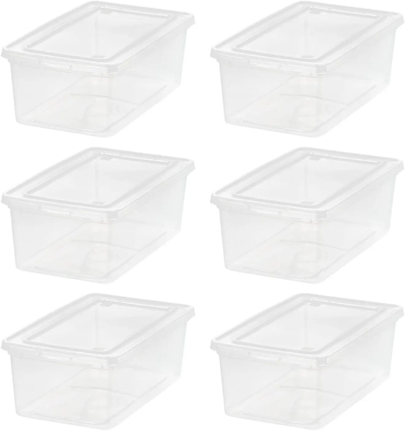 

Набор из 6 прозрачных штабелируемых коробок для обуви с крышками, объемом 6 кварт, органайзеры для полок в шкафу, для хранения игрушек в классе, без BPA