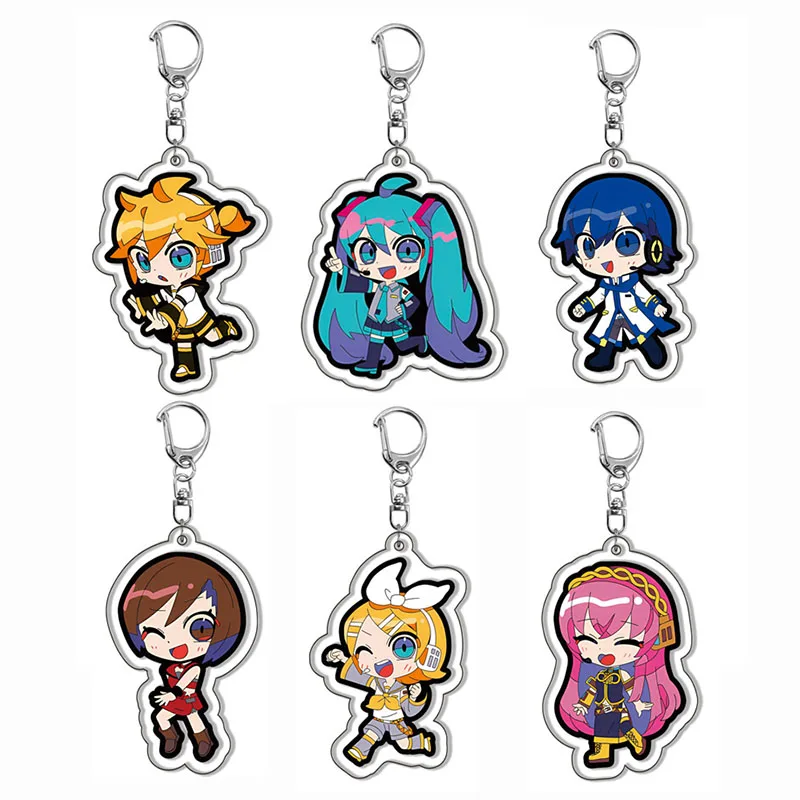 Hatsune Miku Anime Figure Piapro Character Pendant Keychain Keyring for Itabag Accessories Kagamine Rin Len Meiko Kaito Keychain