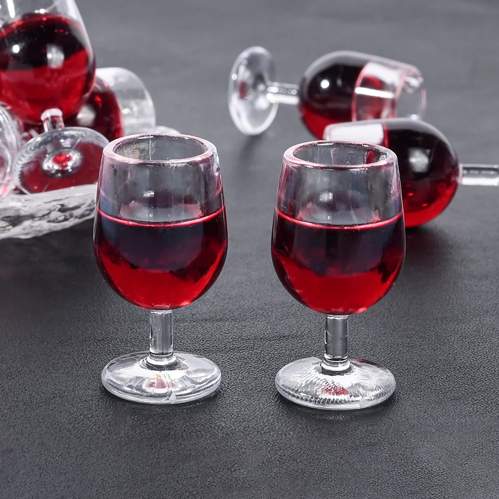 3D Red Wine Cup Resin Charms for Jewelry Making