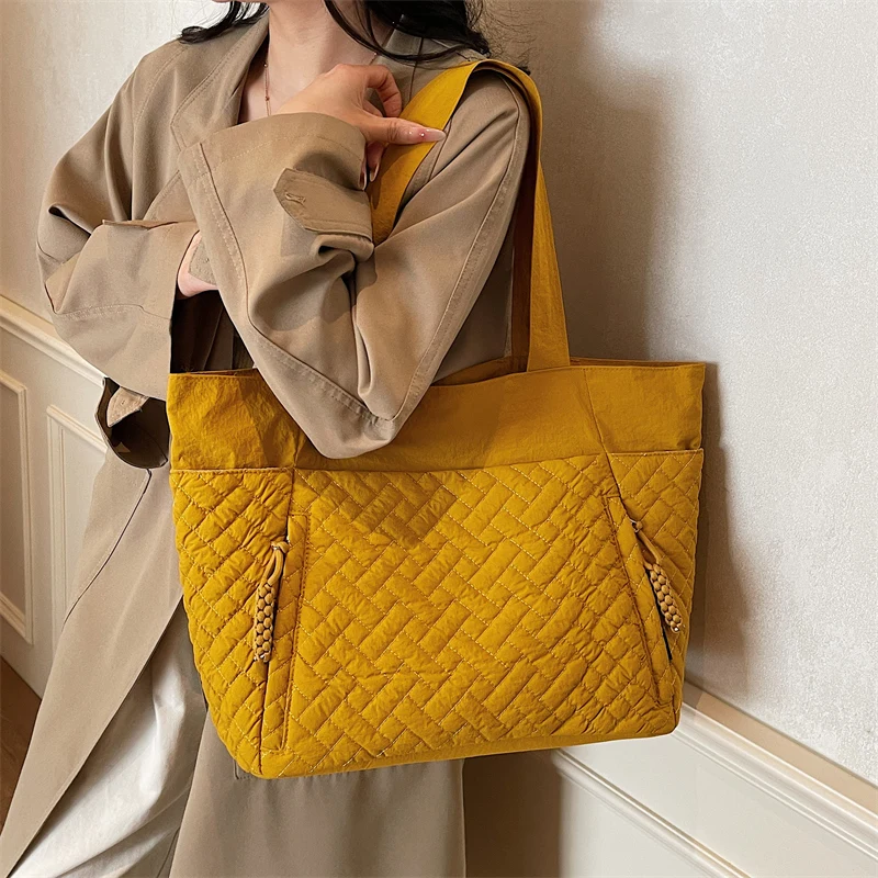 

Eco-Friendly Cloth Shopping Bag Reusable Portable Shoulder Handbag for Travel Grocery Fashion Pocket Tote Women Big Casual Bag