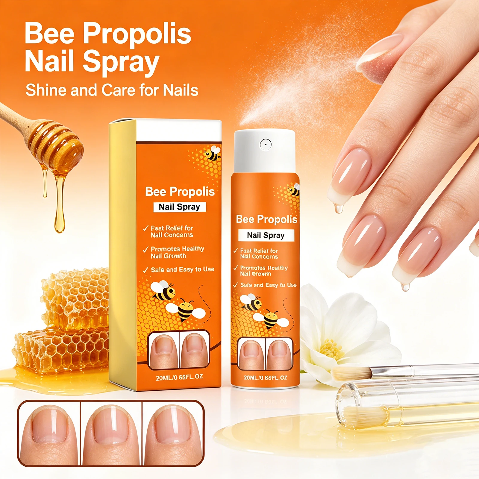 Nail Care Spray Moisturizing Nourishing Cuticle Deep Penetration Promote Healthy Growth Repair Damaged Tissue Shine Care 20ml